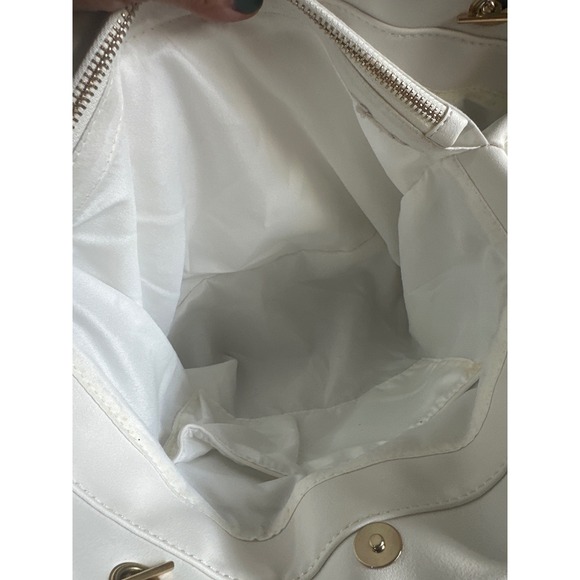 Bebe USA White Studded Chain Strap Shoulder Bag Tote Purse - Picture 9 of 12